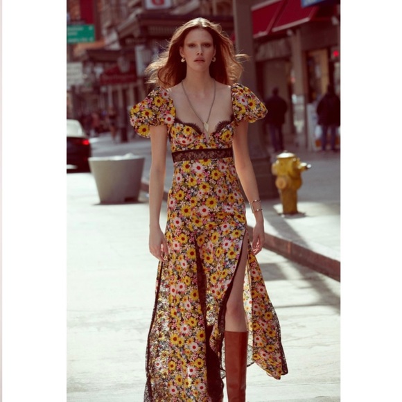For Love And Lemons Floral Maxi Dress - Yellow and Purple - Picture 2 of 11